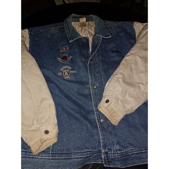 HOT VTG 90's Men's DISNEY TIGGER EMBROIDERED VARSITY BOMBER Denim JACKET XL - Picture 1 of 11